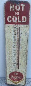 Dr. Pepper Vintage Glass Thermometer, 1940s-50s