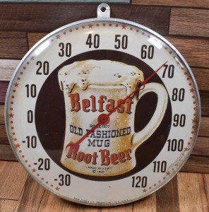 1950 Belfast MUG Root Beer Round Thermometer