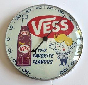 Vess Round Glass Thermometer - Pam Clock Co