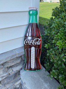 1960s Coca-Cola Large Embossed Bottle Thermometer