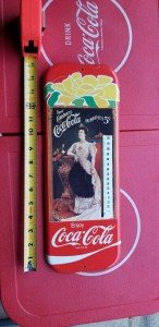 Vintage Coca-Cola Woman Thermometer Sign, 1980s