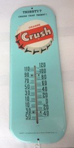 Orange Crush Soda Tin Wall Thermometer