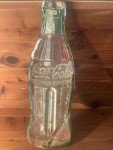1950s Coca-Cola Tin Thermometer with Soda Bottle