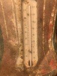1950s Coca-Cola Tin Thermometer with Soda Bottle