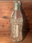 1950s Coca-Cola Tin Thermometer with Soda Bottle