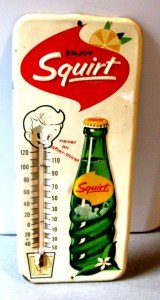 1963 Squirt Soda Vintage Thermometer Sign 13.5