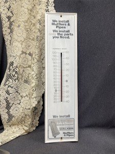 Vintage Walker Mufflers Advertising Thermometer, 7"x28