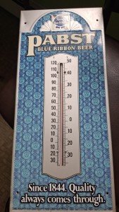 Vintage PBR Beer Thermometer Metal Sign