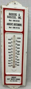 1960s Vintage Metal Advertising Thermometers - Rackers & Baclesse