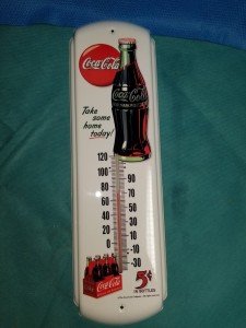 Coca-Cola Vintage Metal Thermometer Sign 17"x5