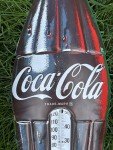 Vintage Coca-Cola Bottle Thermometer 29" Tin Sign