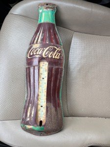 Coca-Cola Vintage Tin Bottle Thermometer Sign