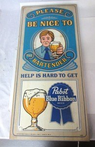 Vintage Pabst Blue Ribbon Beer Wall Sign