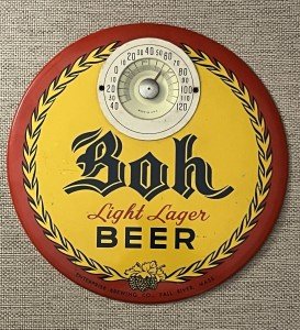 Rare 1950s Boh Beer Thermometer Bar Sign