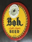 Rare 1950s Boh Beer Thermometer Bar Sign