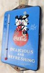 Walt Disney Coca Cola Porcelain Thermometer Sign