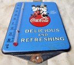 Walt Disney Coca Cola Porcelain Thermometer Sign