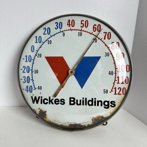 1960s Wickes Buildings Thermometer - Metal Body