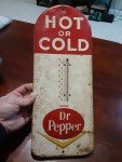 Vintage 1950s Dr. Pepper Metal Thermometer Sign