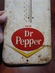 Vintage 1950s Dr. Pepper Metal Thermometer Sign