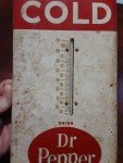 Vintage 1950s Dr. Pepper Metal Thermometer Sign