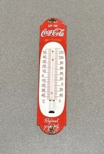 Vintage 12” Coke Cola Porcelain Thermometer Sign