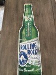 Rolling Rock Beer Bottle Wall Sign with Thermometer