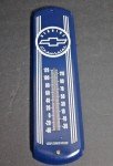 Chevrolet Vintage Blue and White Metal Thermometer