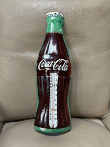 Coca-Cola Vintage Bottle Thermometer 17” Green Metal