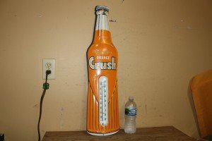 Vintage 1960 Orange Crush Metal Thermometer Sign