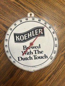 Koehler Beer Metal Thermometer Sign - Vintage Find