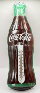 Coca Cola 1998 Metal Bottle Shaped Sign