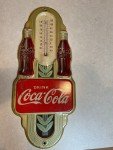 Vintage 1942 Coca Cola Double Bottle Thermometer Sign