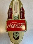 Vintage 1942 Coca Cola Double Bottle Thermometer Sign