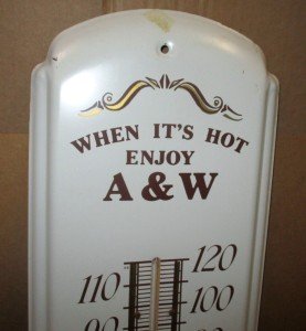 A&W Root Beer Vintage Thermometer Sign - USA