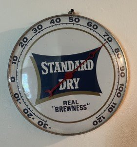 1950s Pam Clock Co Brewness Beer Thermometer