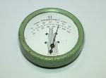 Vintage 1930s-50s Green Metal Hanging Thermometer