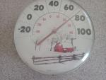 Vintage Jumbo Dial Thermometer with Winter Farm Scene