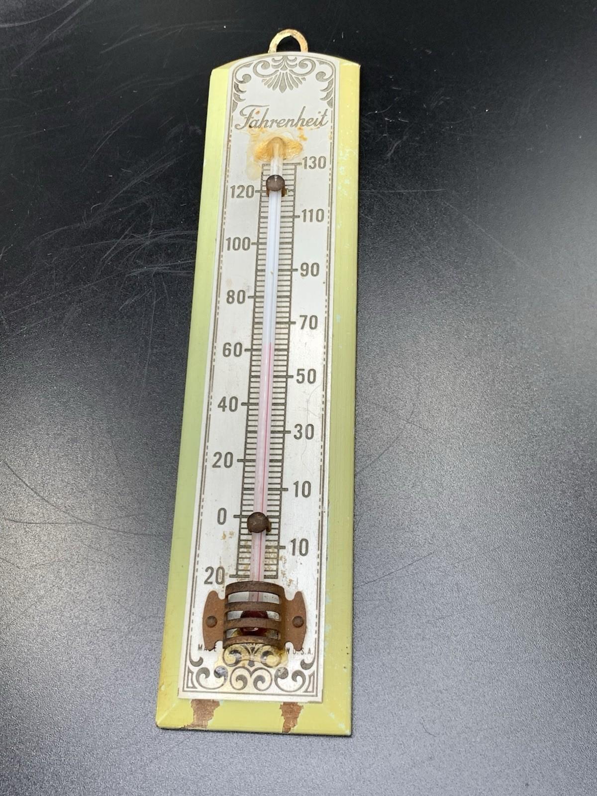 1940s Vintage Wooden Wall Thermometer - 7 Inches