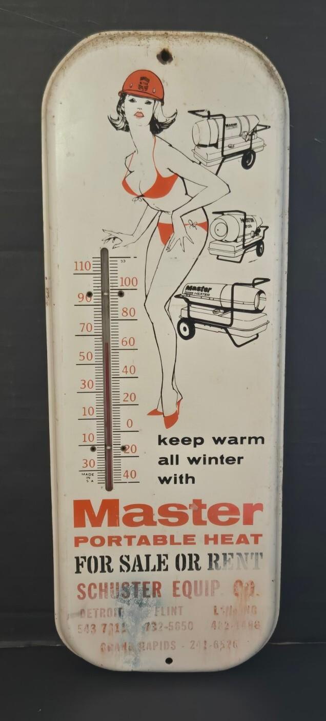 Vintage Master Heaters Advertising Thermometer with Women
