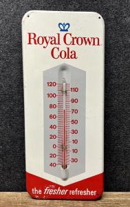 1960s Royal Crown Cola Metal Thermometer Sign