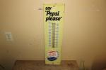 1950s Pepsi Cola Metal Thermometer Sign 27