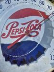 Vintage Pepsi-Cola Jumbo Dial Thermometer with Bottle Cap