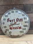 Fort Pitt Beer Vintage Metal Advertising Thermometer