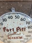 Fort Pitt Beer Vintage Metal Advertising Thermometer