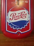 Retro PEPSI-COLA Metal Tin Sign Thermometer 27"x8