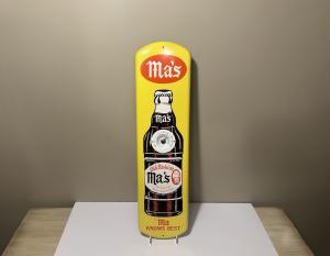 Vintage Ma's Root Beer Soda Tin Thermometer