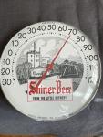 Shiner Beer Vintage Round Glass Advertising Thermometer