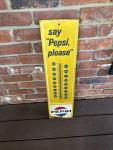 Vintage Pepsi-Cola Advertising Thermometer 28 Inches Tall