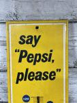 Vintage Pepsi Please 70s Metal Advertising Thermometer